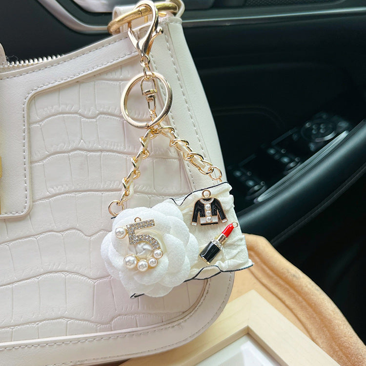 Wholesale Camellia Fabric Keychain